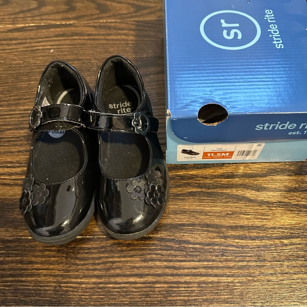 Stride Rite Holly Mary Jane black leather Shoes- Toddler size 11.5 - Picture 3 of 5
